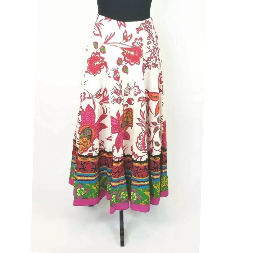 Soft Surroundings PM Womens Multicolor Floral Skirt